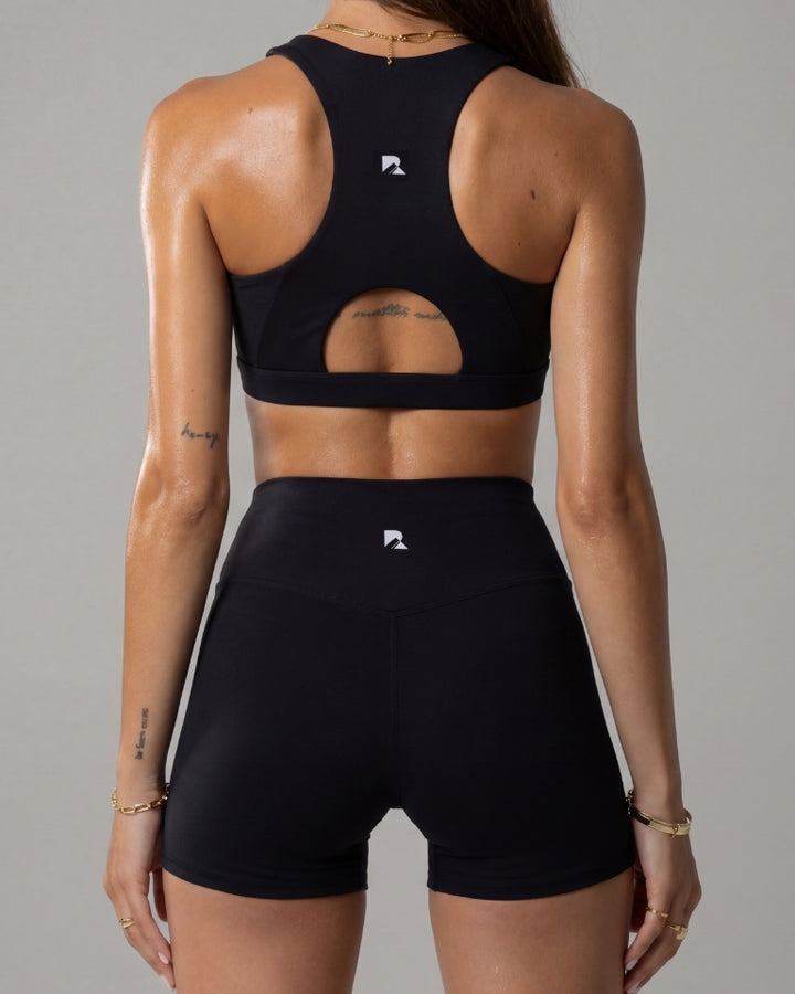 LuxeForm fabric detail on the Women's Sculpting Workout Shorts 5 Inch - Black