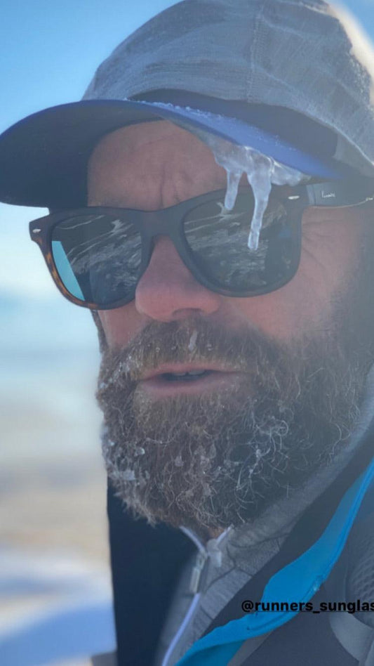 Man in the Snow with Polarized Sunglasses On