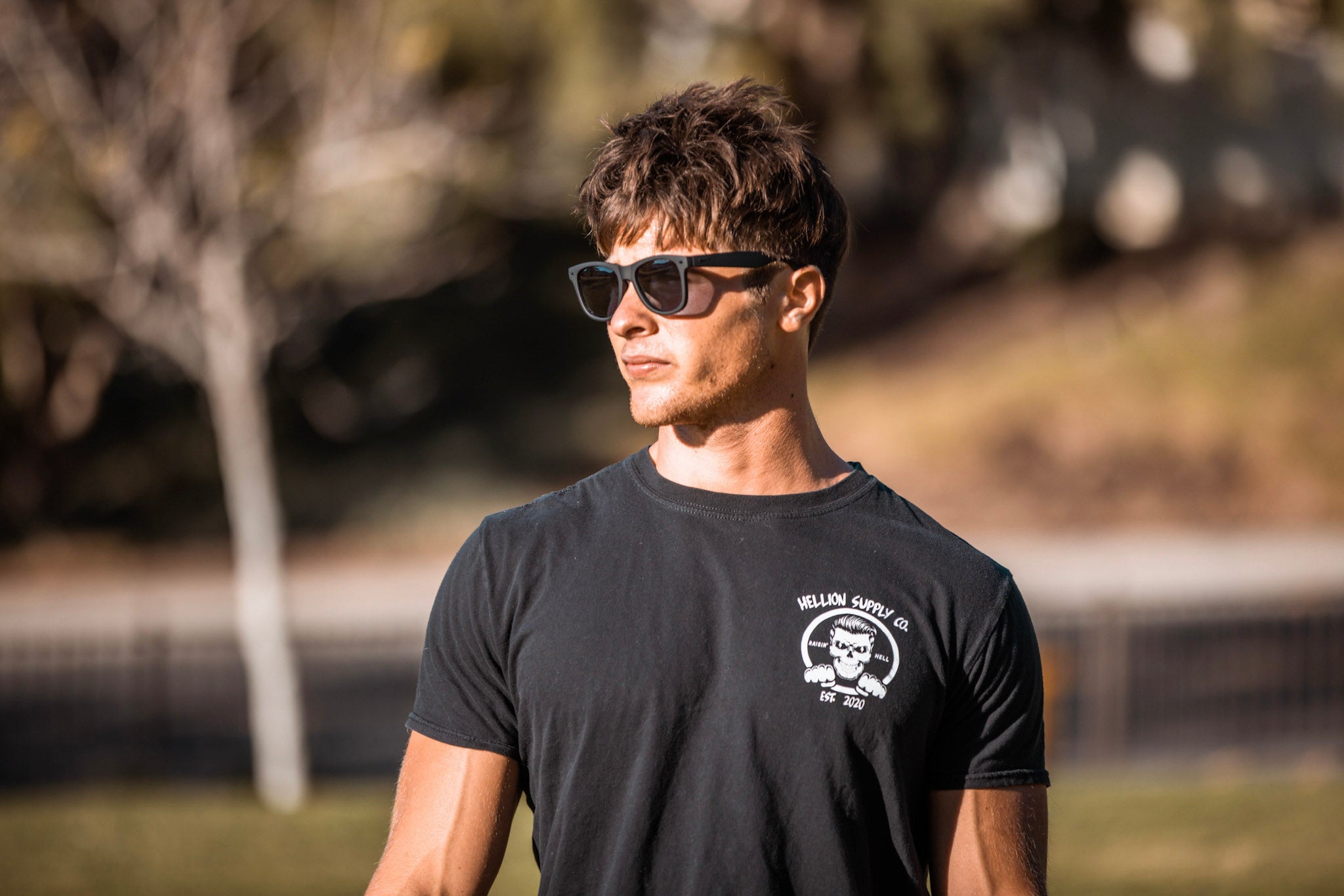Man wearing blackout polarized sprinters sunglasses