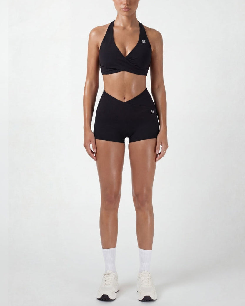 Luxeform halter bra and matching black set mini shorts