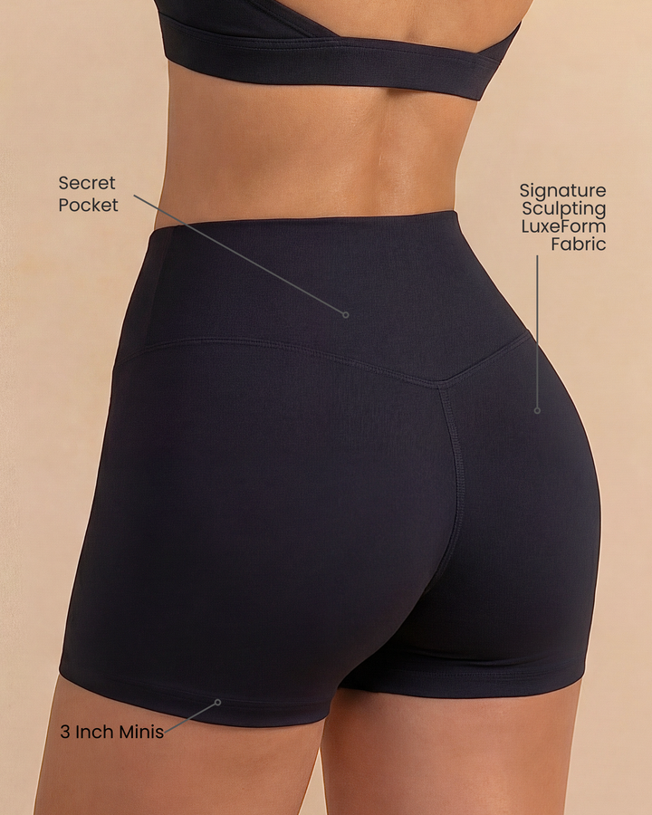 LuxeForm fabric detail on the Women's Mini Sculpting Shorts 3 Inch - Black