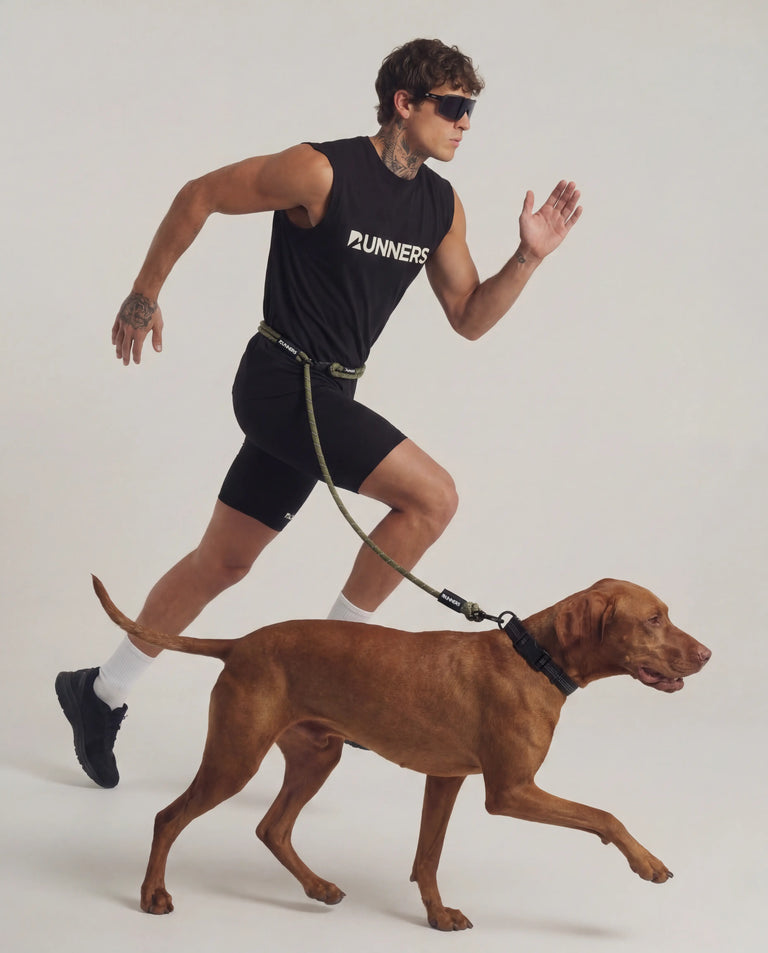 Runners Hands Free Dog Leashes – Rove Hands Free Leash in Army Green Leash – Back View | Runners Athletics