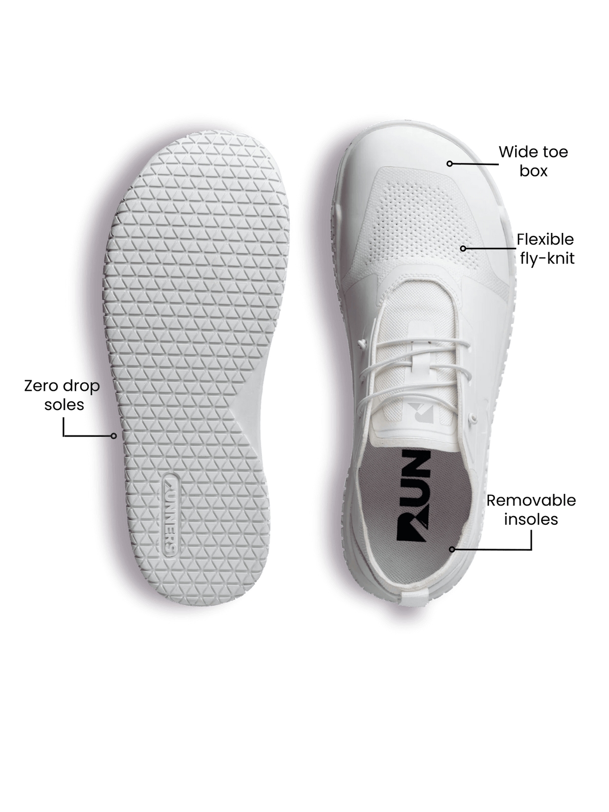 Legend Barefoot Trainer White - flexible sole and breathable upper construction