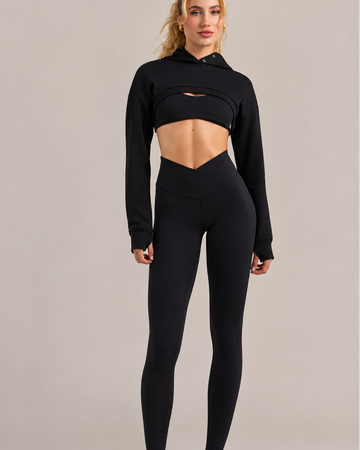 Women's Sculpting High-Rise Leggings - Black | Criss-Cross Waistband with Pocket