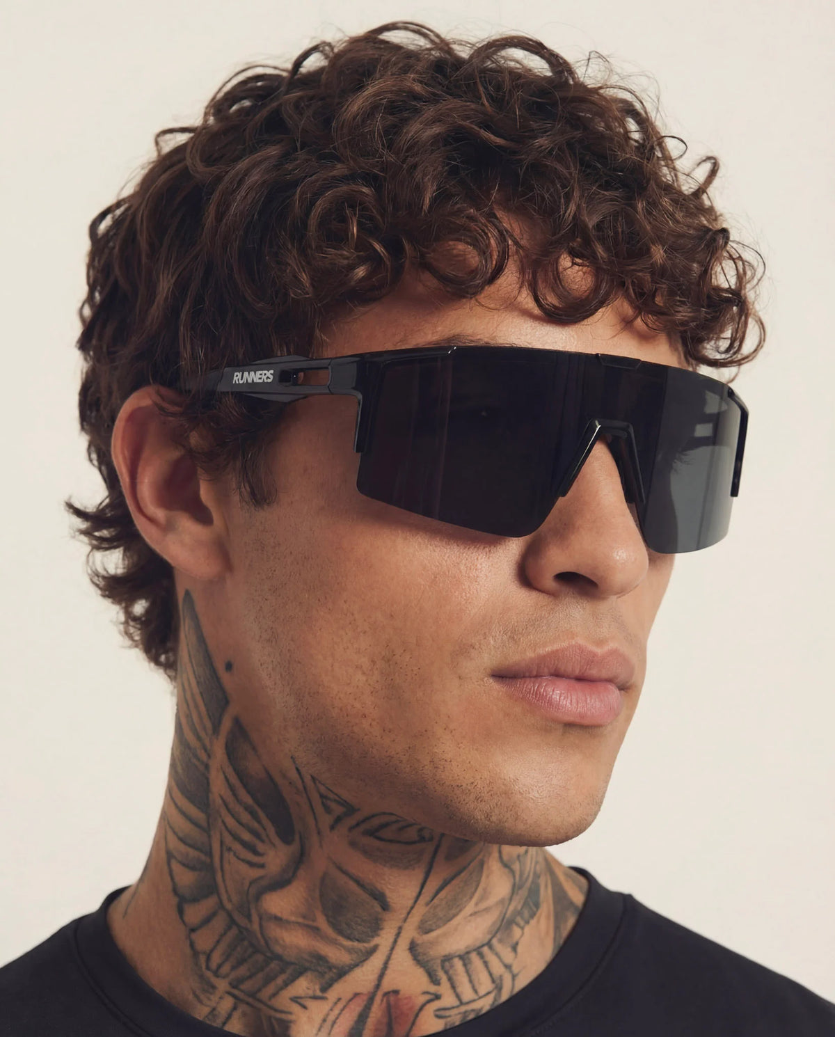 Blackout X365 running sunglasses angled view frameless design