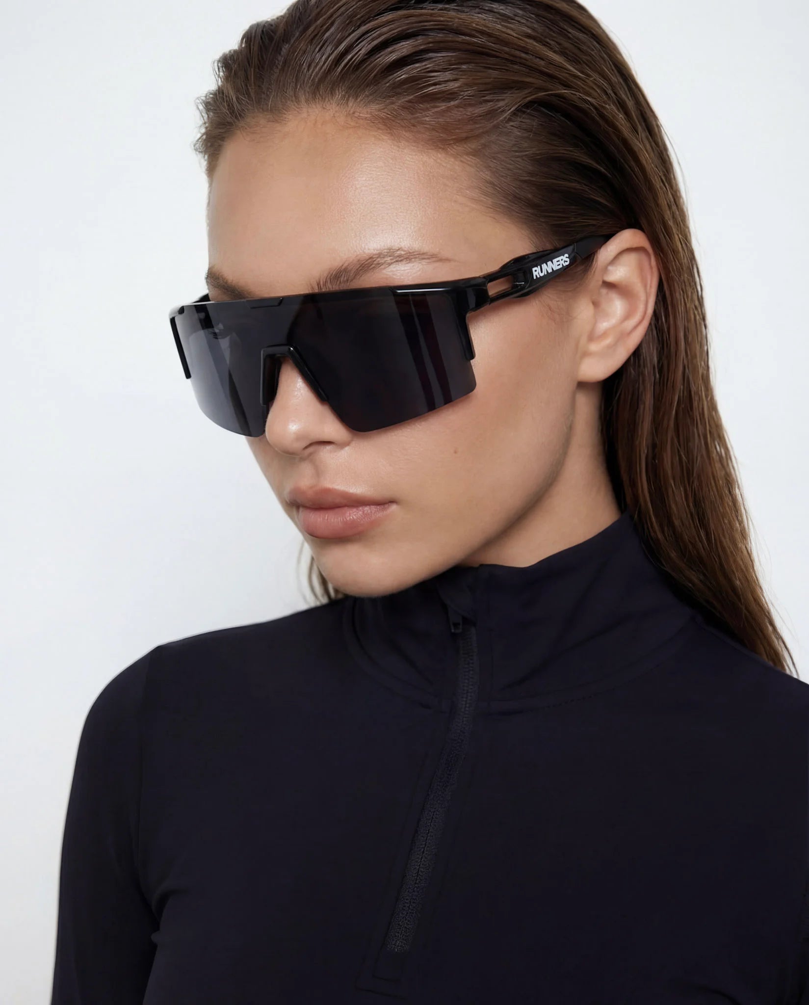 Blackout X365 polarized running sunglasses all-black front view