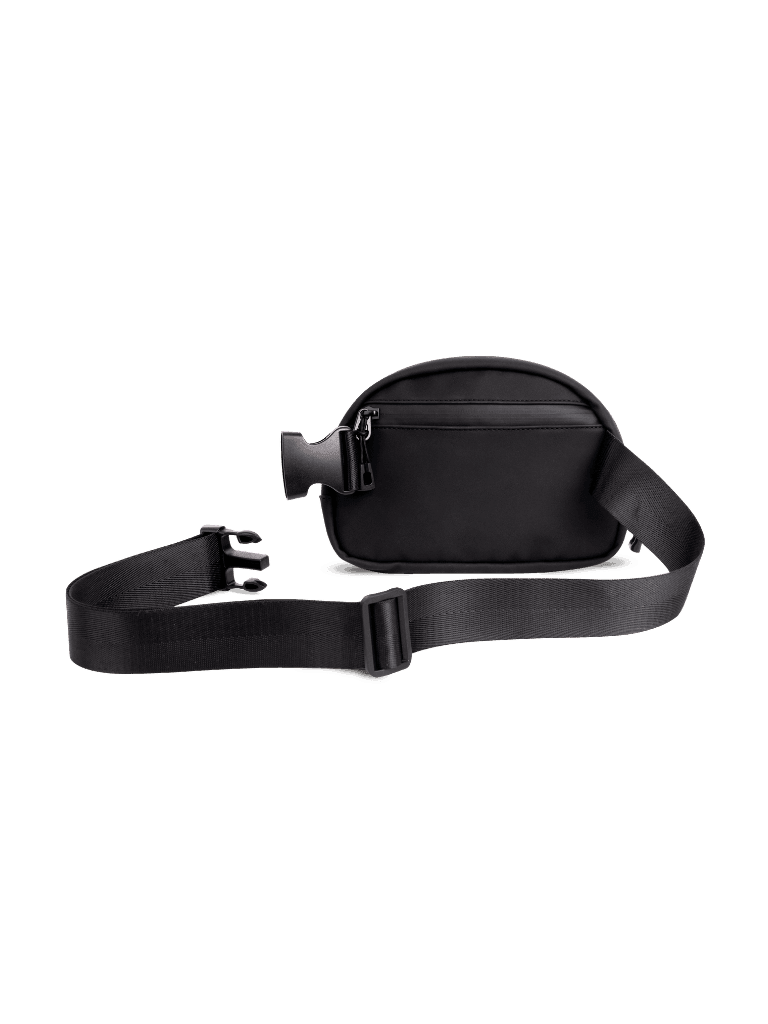Black waist bag on a transparent background