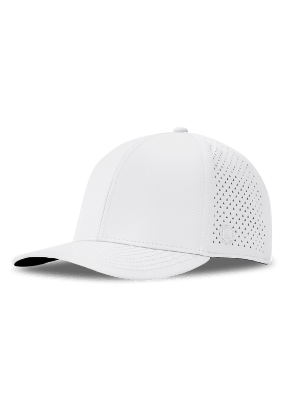 White running hat with breathable side panels