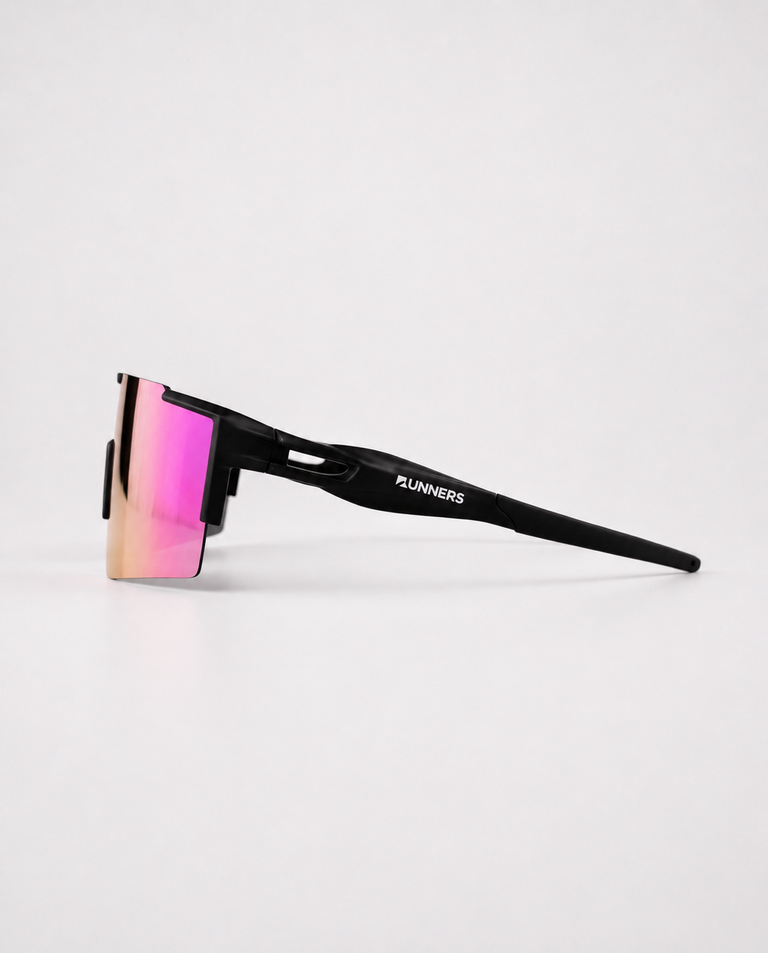 X365 Cherry Pink mirrored running sunglasses, front view