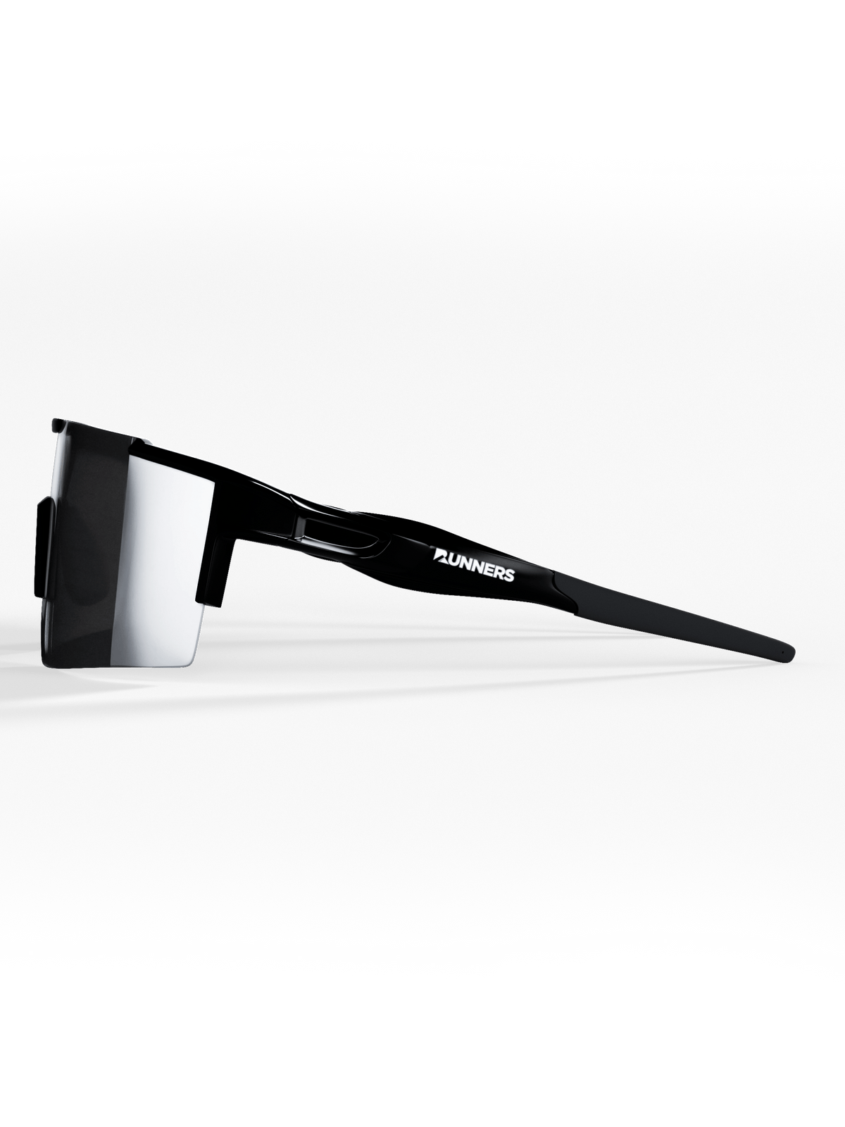 Side profile of black Revo Silver X365 sunglasses with Runners logo