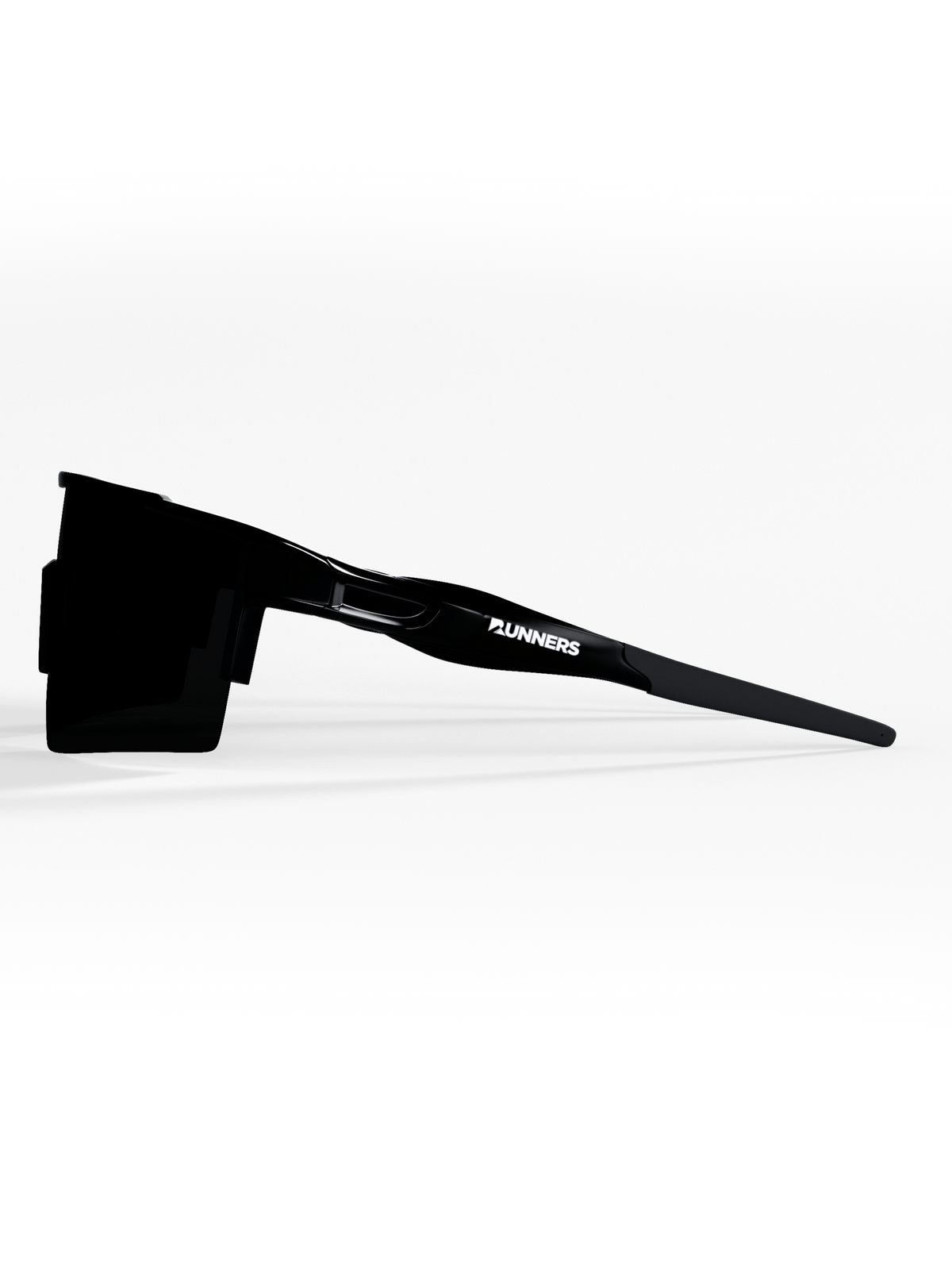 Side view of Blackout X365 running sunglasses with 'Runners' branding